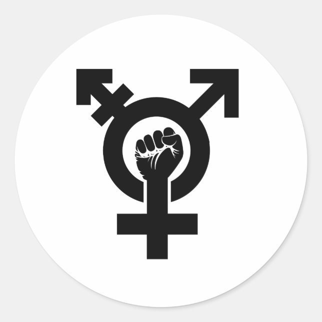 Sticker Rond Symbole de résistance transgenre - - - (Devant)