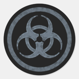 Sticker Rond Symbole de risque biologique gris