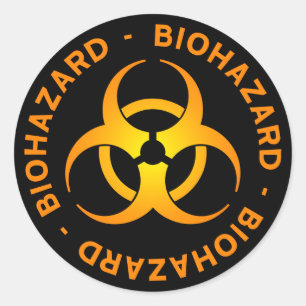 Sticker Rond Symbole de risque biologique orange
