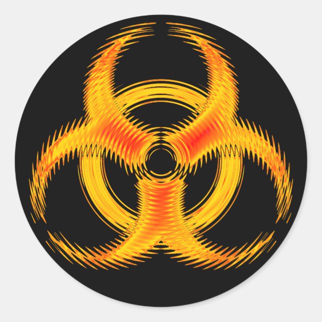 Sticker Rond Symbole de risque biologique Orange Ripple (Devant)