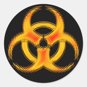 Sticker Rond Symbole de risque biologique Orange Ripple