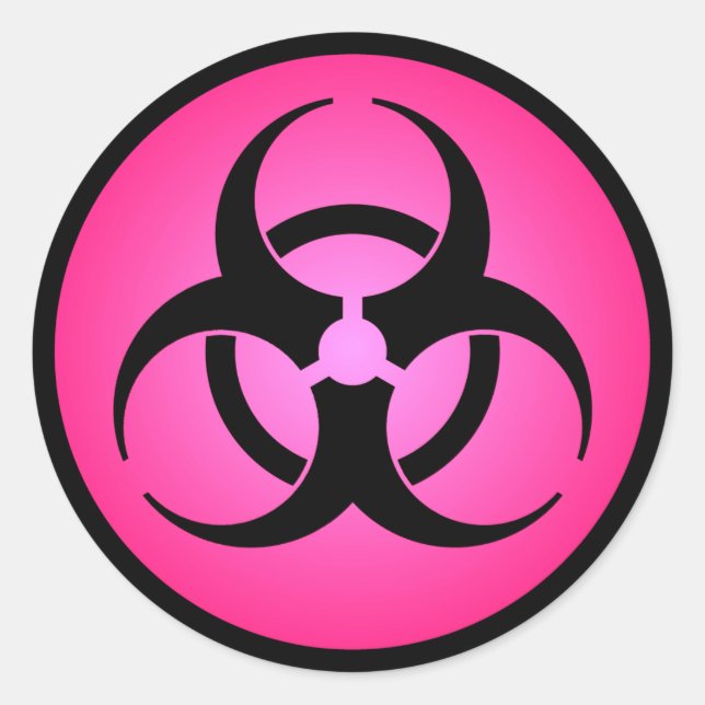 Sticker Rond Symbole de risque biologique rose (Devant)