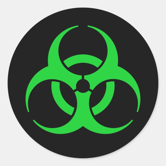 Sticker Rond Symbole de risque biologique vert (Devant)