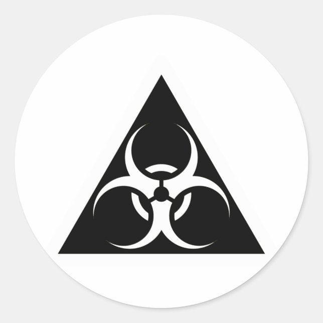 Sticker Rond Symbole de signe Bio Hazard ou Biodanger Avertisse (Devant)