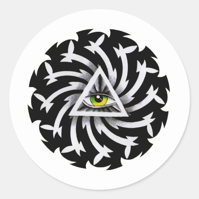 Sticker Rond Symbole de tatouage de dessin animé cool Troisième (Devant)