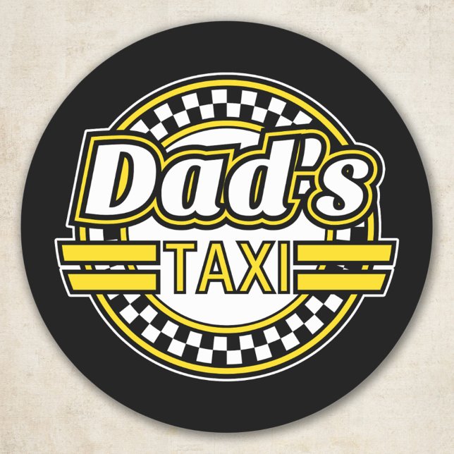 Sticker Rond Symbole de taxi de papa (Créateur téléchargé)