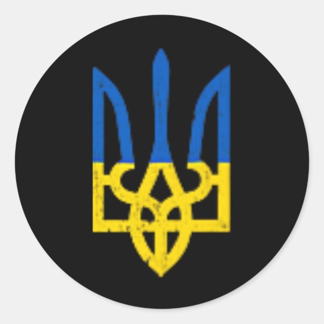 Sticker Rond Symbole de trident ukrainien - Support de drapeau  (Devant)