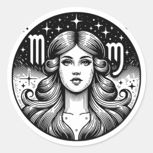 Sticker Rond Symbole de virus du signe Horoscope