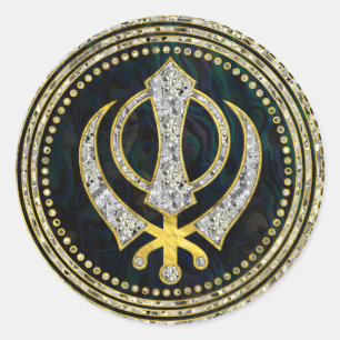 Sticker Rond Symbole décoratif de Khanda avec les pierres