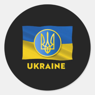 Sticker Rond Symbole d'État ukrainien - Drapeau de l'Ukraine 