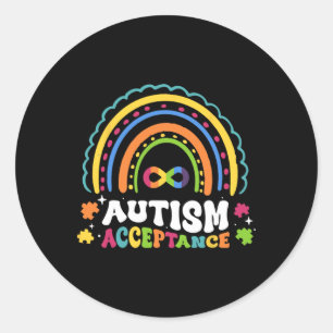 Sticker Rond Symbole d'infini de l'autisme arc-en-ciel Hommes F