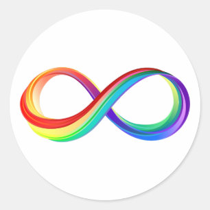 Sticker Rond Symbole d'infinité arc-en-ciel stratifié