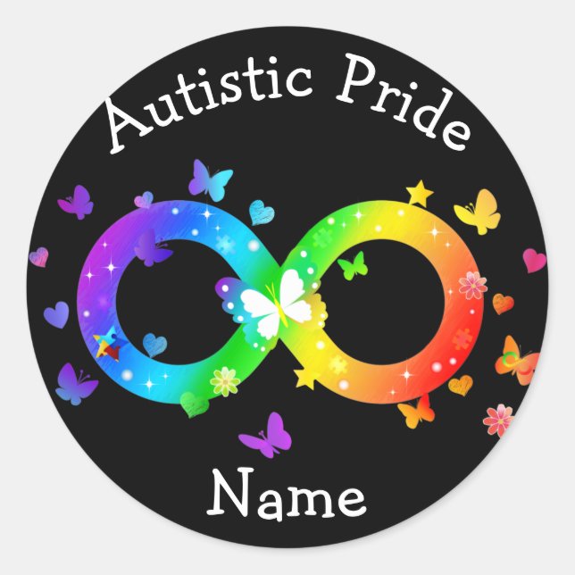 Sticker Rond Symbole d'infinité de la fierté autistique (Devant)