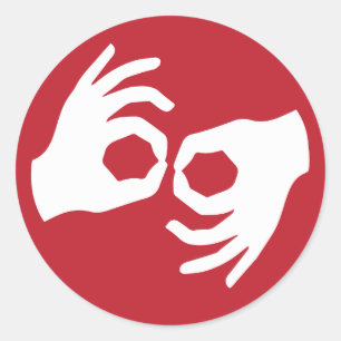 Sticker Rond Symbole d'interprétation de la langue des signes
