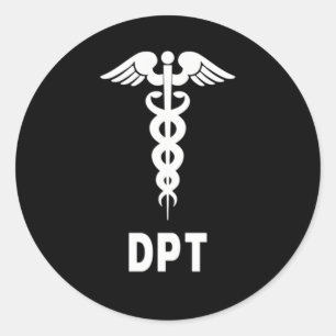 Sticker Rond Symbole Docteur En Thérapie Physique Dpt Caduceus