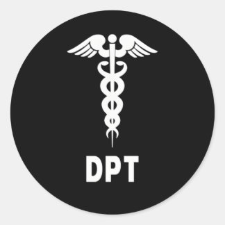 Sticker Rond Symbole Docteur En Thérapie Physique Dpt Caduceus