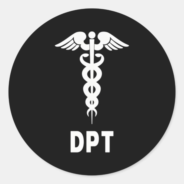 Sticker Rond Symbole Docteur En Thérapie Physique Dpt Caduceus (Devant)