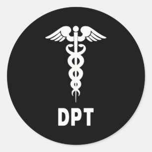 Sticker Rond Symbole Docteur En Thérapie Physique Dpt Caduceus
