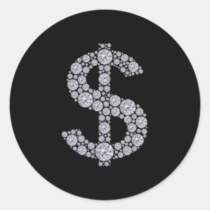 Sticker Rond SYMBOLE Dollar Diamant Bling