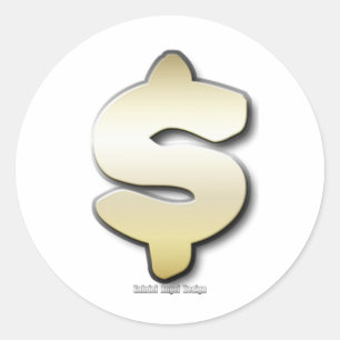 Sticker Rond Symbole Dollar D'Or