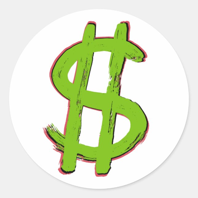 Sticker Rond Symbole Dollar Vert (Devant)