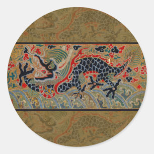 Sticker Rond Symbole dragon chinois Antique asiatique