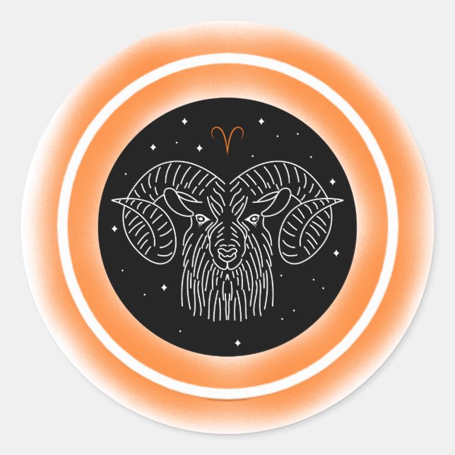 Sticker Rond Symbole du Bélier – Emblème d'astrologie minimalis (Devant)