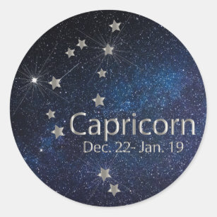 Sticker Rond Symbole du Capricorne - Zodiac Star