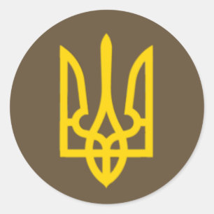 Sticker Rond Symbole du drapeau ukrainien Volodymyr Zelensky Uk