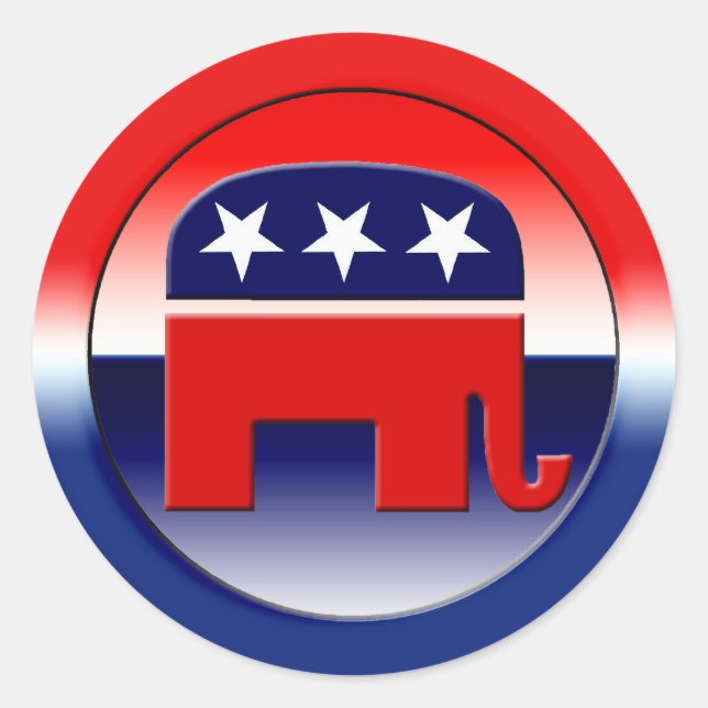 Sticker Rond Symbole du parti républicain (Devant)