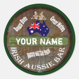 Sticker Rond Symbole du pub irlandais australien personnalisé