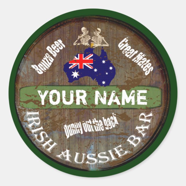 Sticker Rond Symbole du pub irlandais australien personnalisé (Devant)