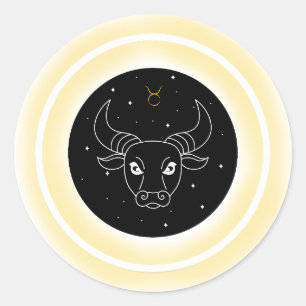 Sticker Rond Symbole du Taureau – Emblème d'Astrologie Minimali