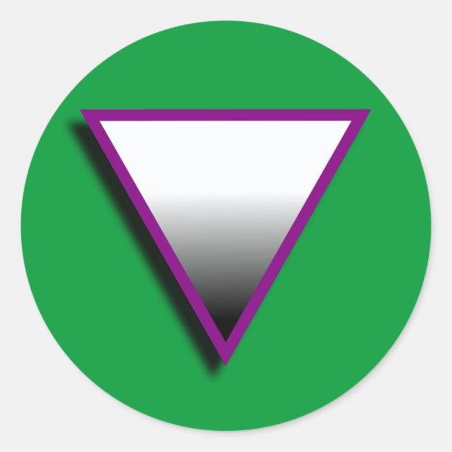 STICKER ROND SYMBOLE DU TRIANGLE ASEXUÉ 3D (Devant)