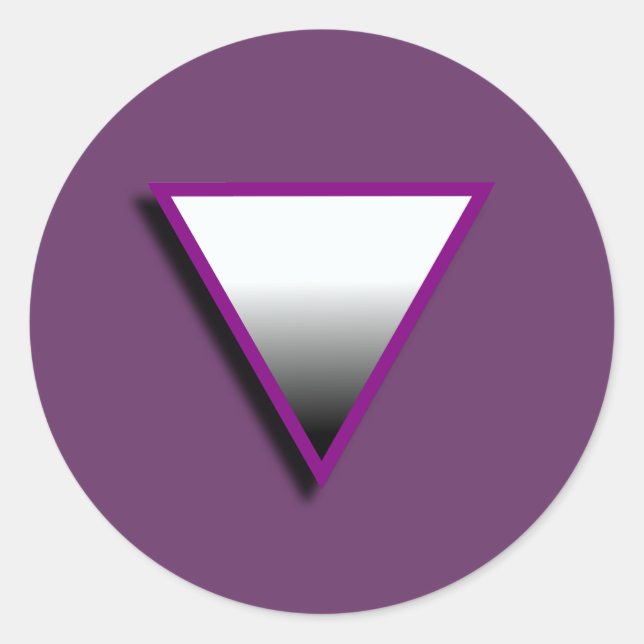 STICKER ROND SYMBOLE DU TRIANGLE ASEXUÉ 3D (Devant)