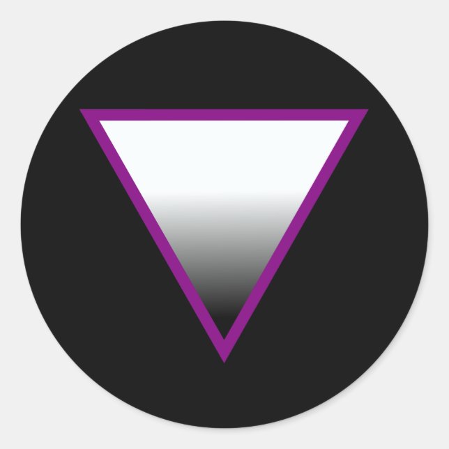 STICKER ROND SYMBOLE DU TRIANGLE ASEXUÉ 3D (Devant)