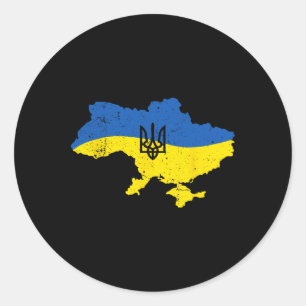Sticker Rond Symbole du trident de l'armée ukrainienne Drapeau 