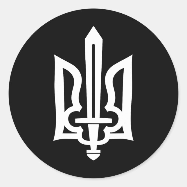 Sticker Rond Symbole du trident ukrainien - Ukraine Gerb avec é (Devant)