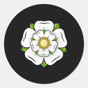 Sticker Rond Symbole du Yorkshire britannique - Rose blanche O