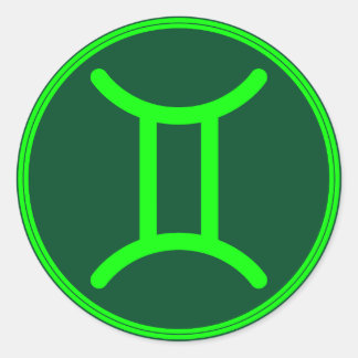 Sticker Rond Symbole du zodiaque Gemini sur fond vert