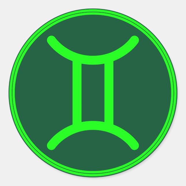 Sticker Rond Symbole du zodiaque Gemini sur fond vert (Devant)