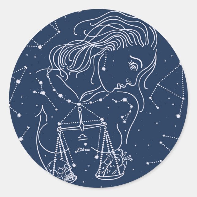 Sticker Rond Symbole du zodiaque Libra (Devant)