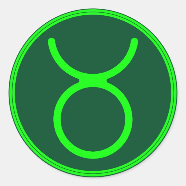 Sticker Rond Symbole du zodiaque Taureau Contraste Vert (Devant)