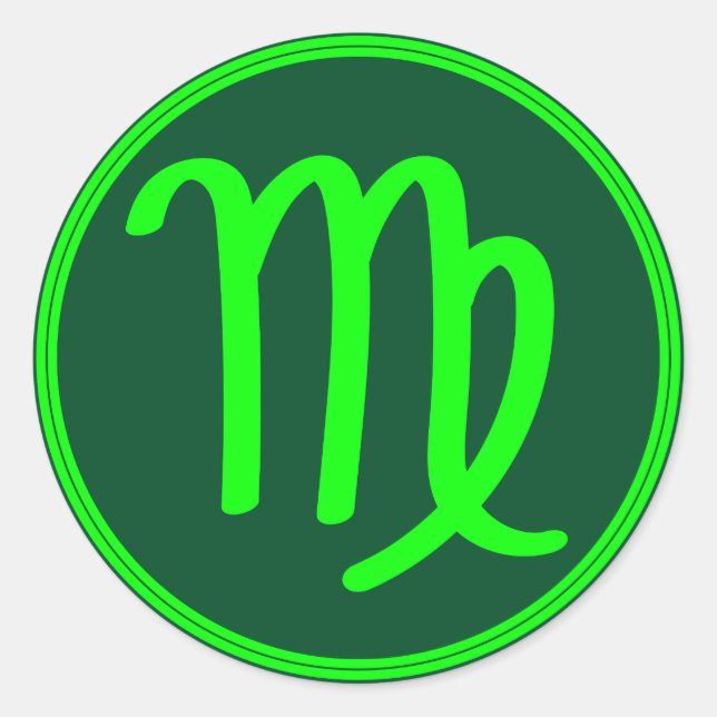 Sticker Rond Symbole du zodiaque Vierge Contraste Vert (Devant)