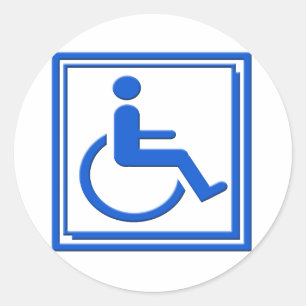 Sticker Rond Symbole élégant bleu Handicap