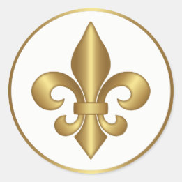 Sticker Rond Symbole élégant de fleur de lis française en or