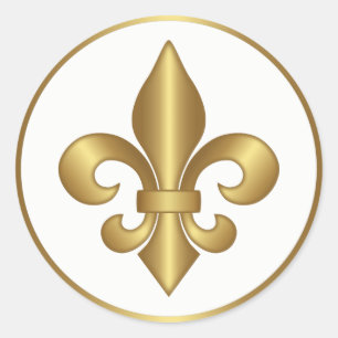 Sticker Rond Symbole élégant de fleur de lis française en or