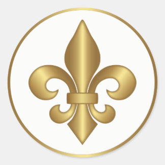 Sticker Rond Symbole élégant de fleur de lis française en or