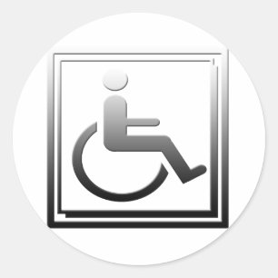 Sticker Rond Symbole élégant Handicap Chrome Argent