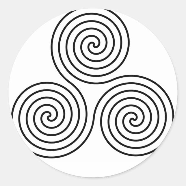 Sticker Rond Symbole en spirale triple. (Devant)